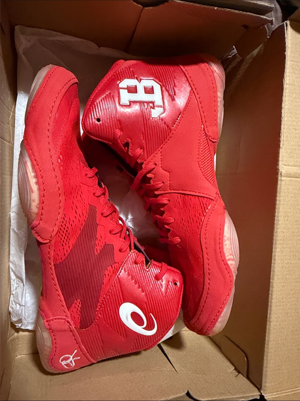 Asics Red JB Elite 4 Wrestling Shoes
(RARE) Jordan Burroughs Signature Shoe
